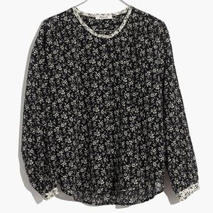 NWT Madewell Black and White Floral Long Sleeve